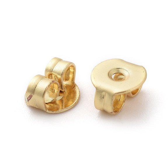 20pc Brass Ear Nuts Friction Earring Backs for Stud Earrings Long-Lasting Plated Cadmium Free & Nickel Free & Lead Free Real 18K Gold Plated 5x4x2.5mm Hole: 0.8mm DIY