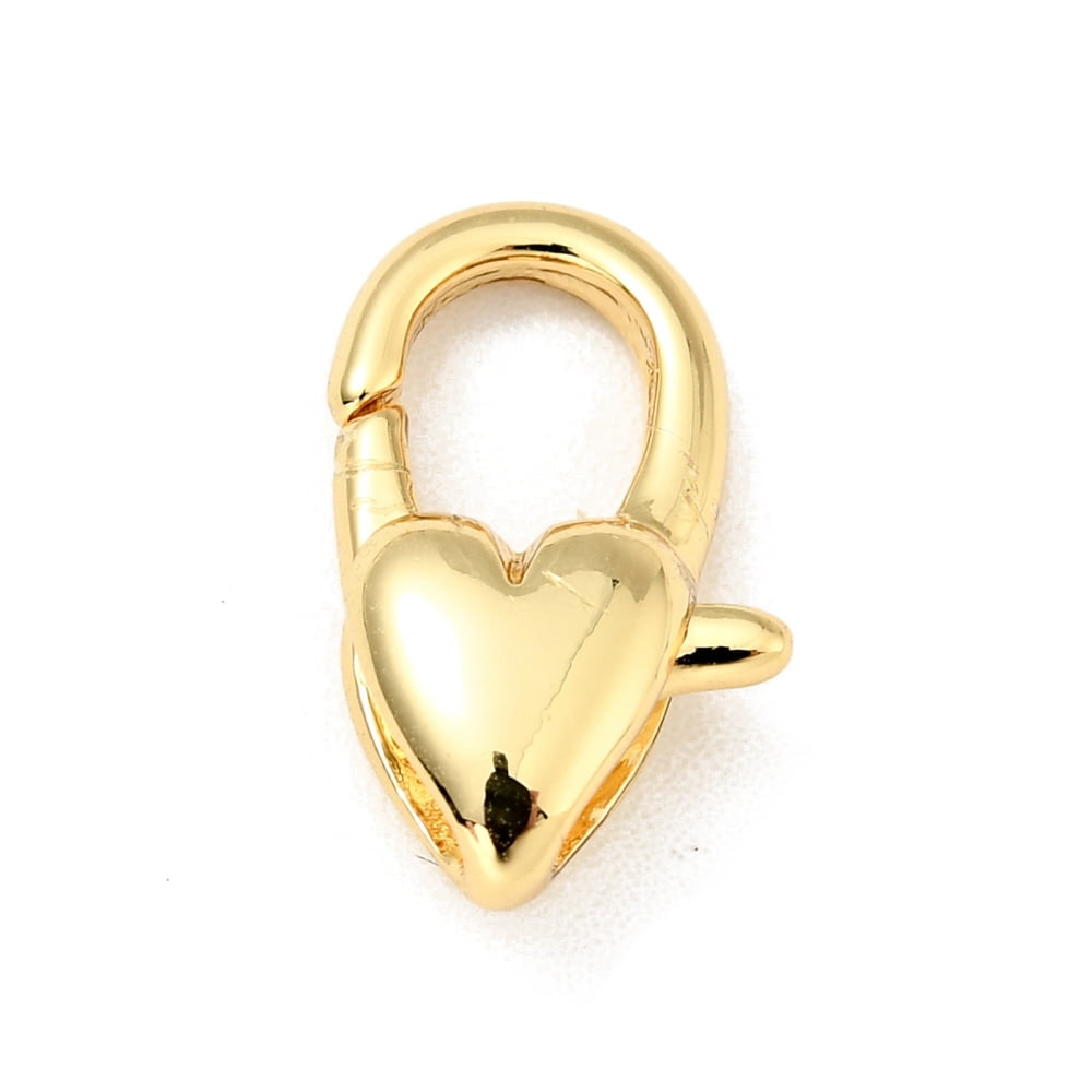 20pc Brass Heart Lobster Claw Clasps Parrot Trigger Clasps Jewelry Making Findings Cadmium Free & Lead Free Long-Lasting Plated Real 18K Gold Plated 14x8.5x4mm Hole: 1.4mm