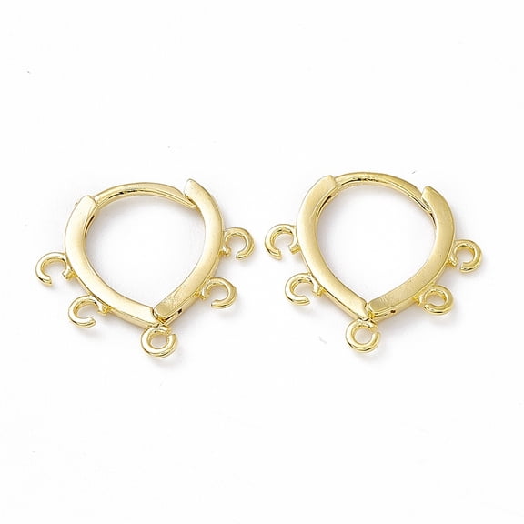 20pc Brass Hoop Earring Findings with Horizontal Loops Teardrop Cadmium Free & Lead Free Real 24K Gold Plated 15x16x1.5mm Hole: 1.2mm Pin: 0.9mm