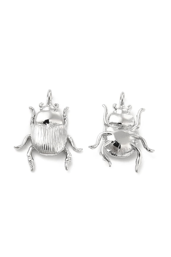 20pc Brass Pendants Insect Charm Real Platinum Plated 17x13.5x3mm Hole: 1.6mm