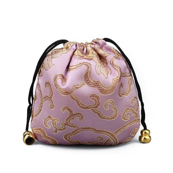 20pc Chinese Style Stain Brocade Jewelry Packing Pouches Drawstring Gift Bags Auspicious Cloud Pattern Plum 11x11cm