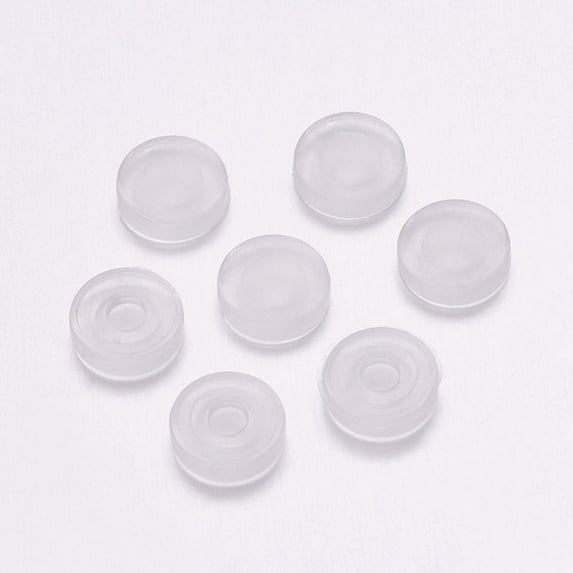 20pc Comfort PET Plastic Pads for Clip on Earrings Anti-Pain Clip on Earring Cushion Clear 7x7x2mm Hole: 2mm