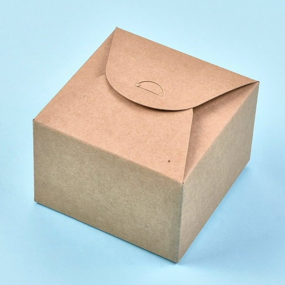 20pc Foldable Kraft Paper Box Gift Packing Box Bakery Cake Cupcake Box Container Square BurlyWood Unfold: 19x21x0.08cm