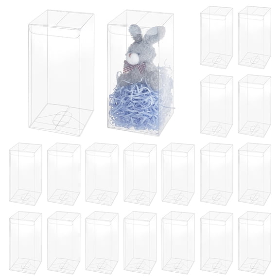 20pc Foldable PET Plastic Packaging Boxes Frosted Rectangle Clear 8x8x18cm