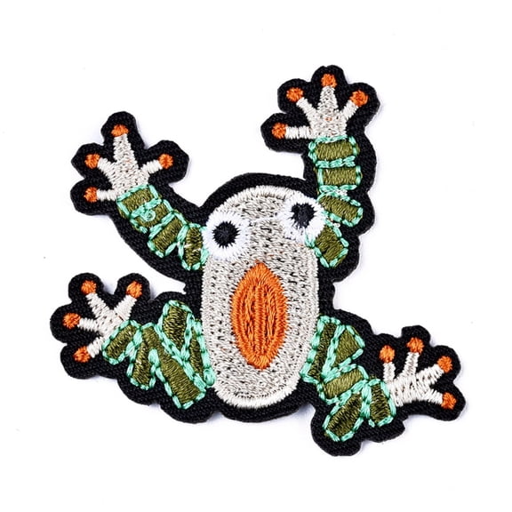 20pc Frog Shape Computerized Embroidery Cloth Iron on/Sew on Patches Costume Accessories Appliques Colorful 52x48x1.9mm