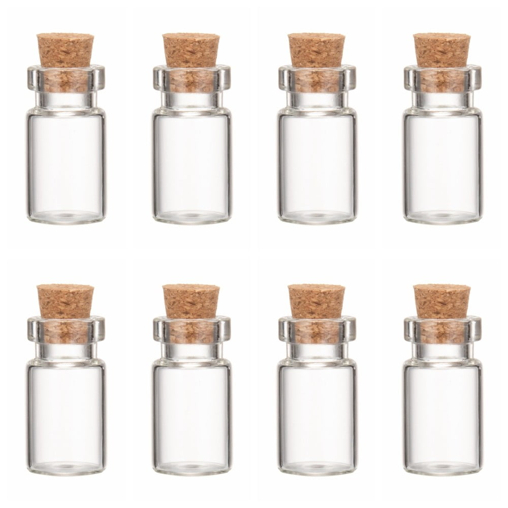 20 Bottigliette In Vetro Trasparente 2,5 Ml Con Tappo In Sughero - Miniature Per Bomboniere E Fai Da Te