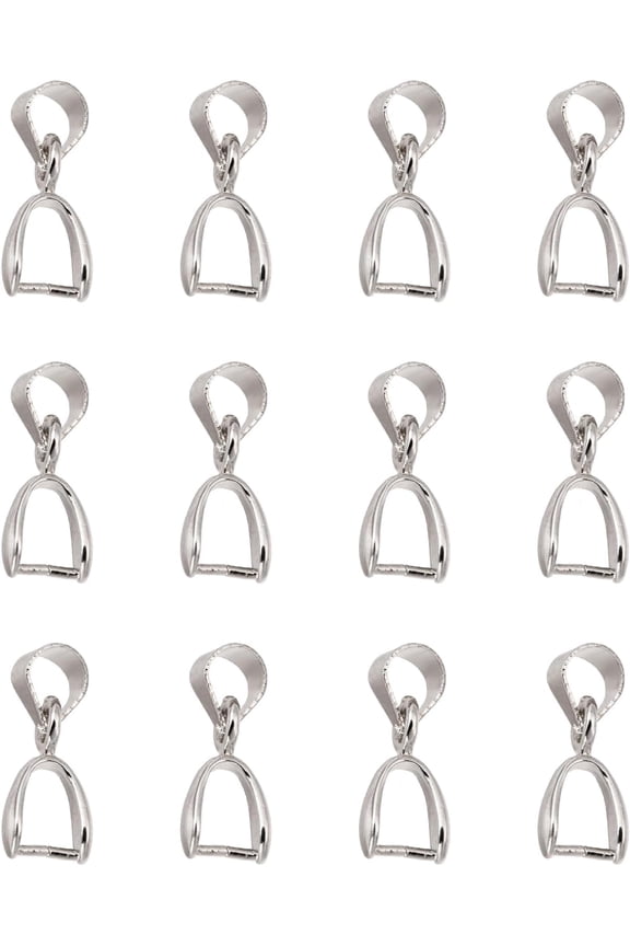 20pc Grade AA Brass Ice Pick Pinch Bails for Pendant Making Cadmium Free & Nickel Free Platinum 10.6~11x6x3mm Hole: 4.5x4mm Pin: 1mm