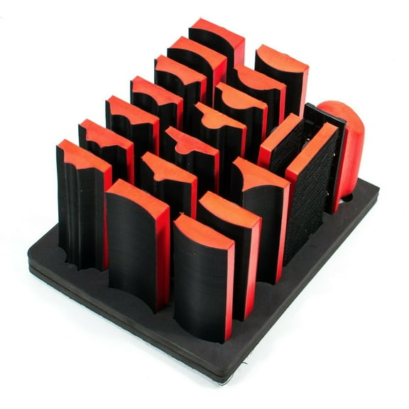 20pc Hand Sanding Block Set - Hook and Loop Interchangeable Assorted Shapes