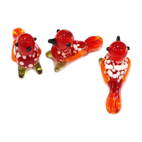 20pc Home Decorations Handmade Lampwork Display Decorations Bird Red 33x12x20mm