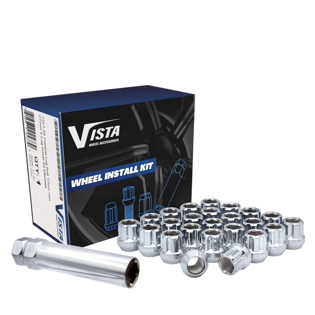 WestCoast Wheel Accessories Chrome Lug Bolt Kit for Passenger Cars - Durable Steel for Enhanced Security
