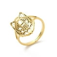 thumbnail image 1 of 20pc Ion Plating(IP) 304 Stainless Steel Finger Rings Hollow Wolf Head Adjustable Ring for Women Real 18K Gold Plated Inner Diameter: 16.5mm, 1 of 3