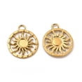 thumbnail image 1 of 20pc Ion Plating(IP) 304 Stainless Steel Pendant Cabochon Settings Flat Round with Sun Real 18K Gold Plated Tray: 3mm 15x12.5x1mm Hole: 1.6mm, 1 of 2