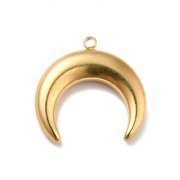 20pc Ion PlatingIP 304 Stainless Steel Pendants Double Horn/Crescent Moon Real 18K Gold Plated 18x18.5x3.5mm Hole 1.5mm