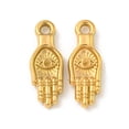thumbnail image 1 of 20pc Ion Plating(IP) 304 Stainless Steel Pendants Palm with Eye Charm Real 18K Gold Plated 24.5x9x3.5mm Hole: 2.1mm, 1 of 3