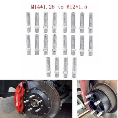 20pc M14x1.25 to M12x1.5 Wheel Stud Converision Tall Lug Bolts to Studs Adapter