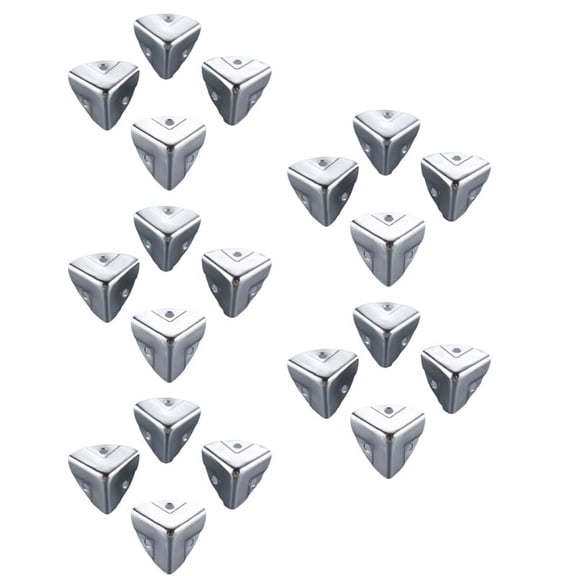 20pc Metal Wooden Wine Box Corner Protection Flight Air Case Edge Guard Code Gift Box Packaging Corner Cover,20 x Wrap Angles,Silver