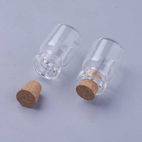 20pc Mini Cute Small Glass Jar Glass Bottles, Decorative Storage Pendants, Wishing Bottle, with Cork Stopper, Clear, 2.2x1.5cm, Bottleneck: 0.7cm, Capacity: 2ml(0.07 fl. oz)