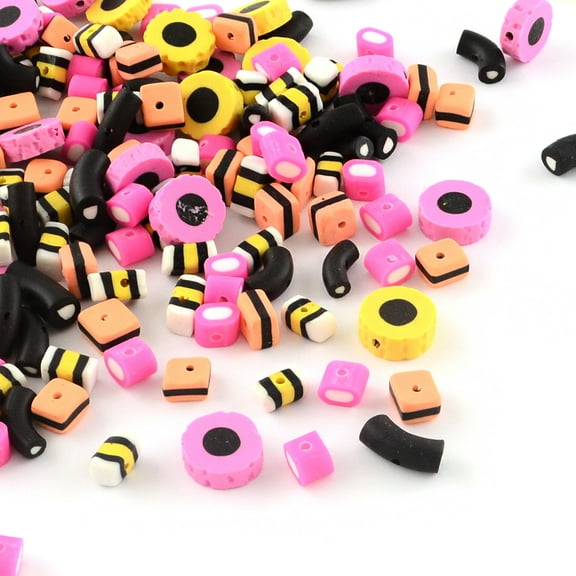 20pc Mixed Shapes Handmade Polymer Clay Beads Mixed Color 7~14x7~12x4~6mm Hole: 1mm