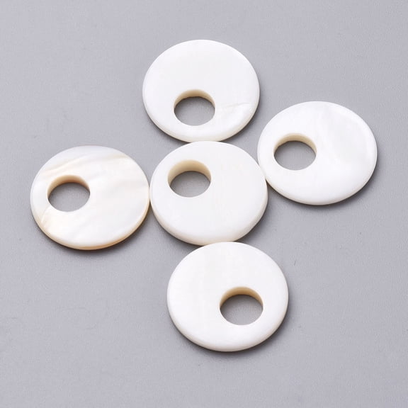 20pc Natural Freshwater Shell Beads Flat Round Seashell Color 20.5x3mm Hole: 7mm