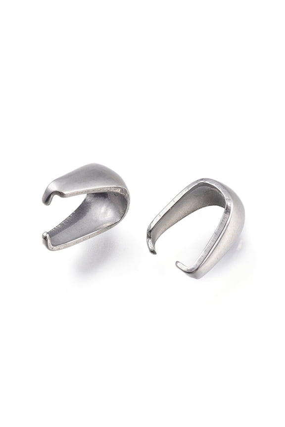 20pc Non-201 Stainless Steel Snap on Bails Pendant Bails Stainless Steel Color 7x6x4mm Pin: 0.4x0.7mm