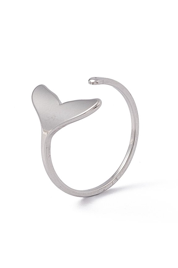 20pc Non-Tarnish 201 Stainless Steel Whale Tail Shape Open Cuff Ring for Women Stainless Steel Color US Size 6 1/2(16.9mm)