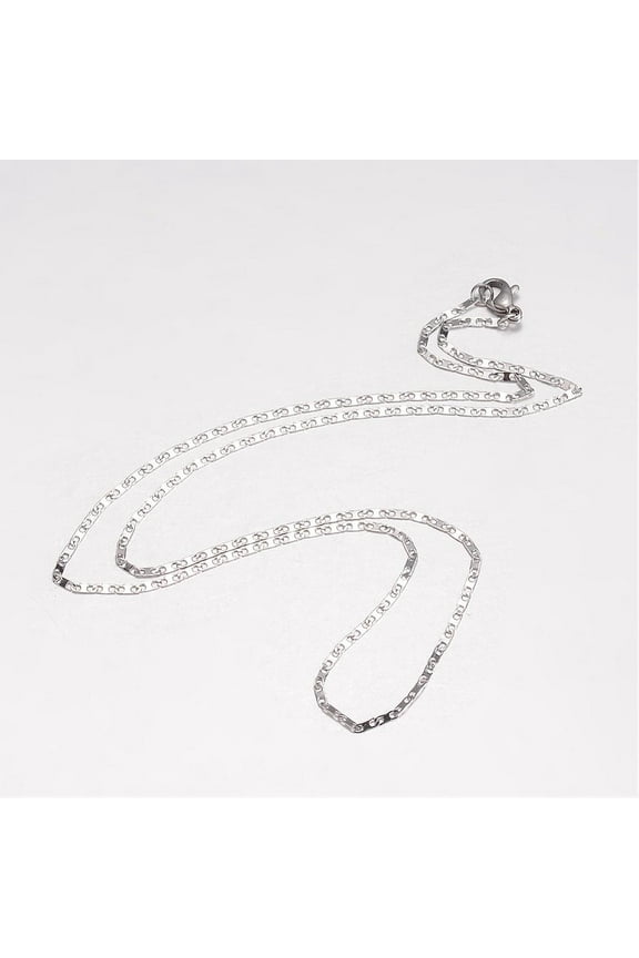 20pc Non-Tarnish 304 Stainless Steel Necklace Mariner Link Chain with Lobster Claw Clasps Stainless Steel Color 23.62 inch(600mm) 1.7mm DIY