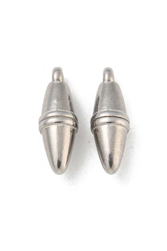 20pc Non-Tarnish 304 Stainless Steel Pendants Bullet Charm Stainless Steel Color 20.5x6.5x7mm Hole: 1.6mm