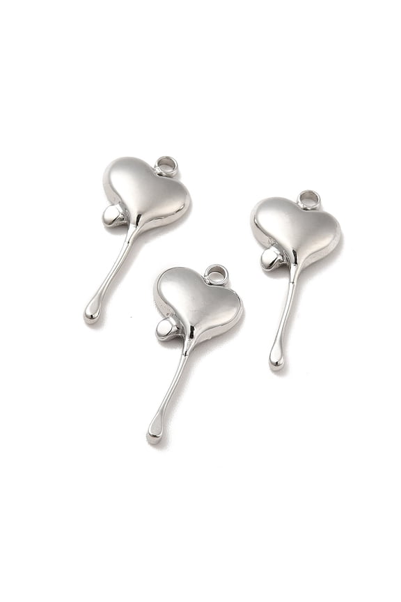 20pc Non-Tarnish 304 Stainless Steel Pendants Melting Heart Charms Stainless Steel Color 19.5x9x2.5mm Hole: 1.5mm