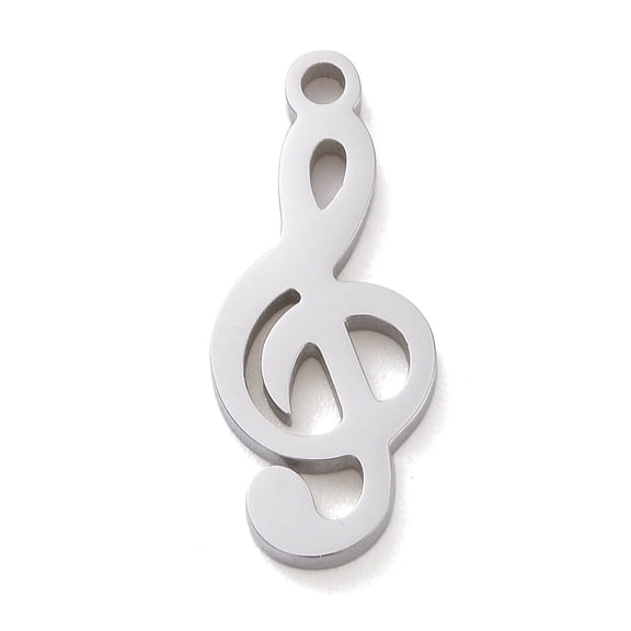 20pc Non-304 Stainless Steel Pendants Musical Note G Clef Stainless Steel Color 16x7x1.5mm Hole: 1.2mm