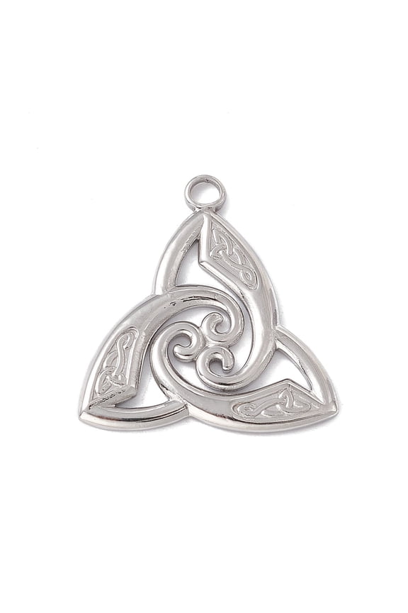 20pc Non-304 Stainless Steel Pendants Trinity Knot Charms Stainless Steel Color 26.5x25x2mm Hole: 2.9mm