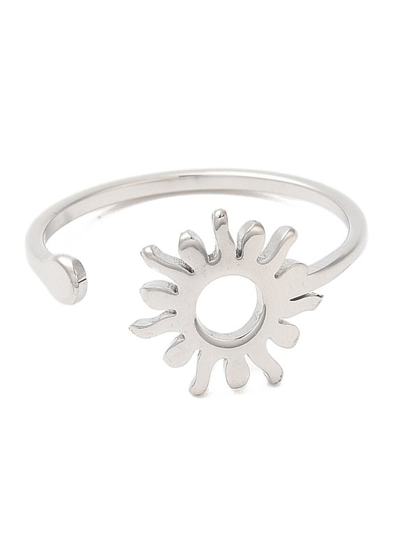20pc Non-Tarnish 304 Stainless Steel Sun Open Cuff Ring for Women Stainless Steel Color US Size 6(16.5mm)
