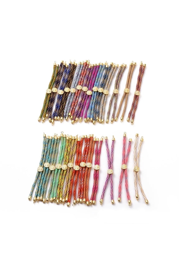 20pc Nylon Cord Silder Bracelets for Connector Charm Bracelet Making Plated Cadmium Free & Lead Free Mixed Color Hole: 2mm