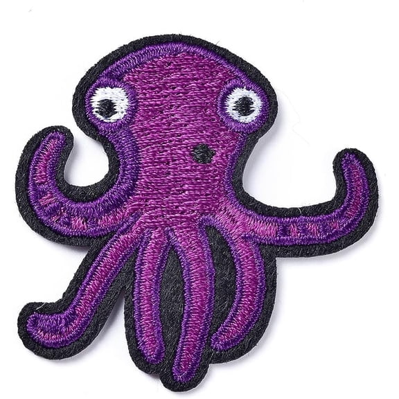 20pc Octopus Computerized Embroidery Cloth Iron-on/Sew-on Patches Purple Appliques for Costumes Bags Jackets DIY Crafts 50x50x2mm (Each) 20pcs