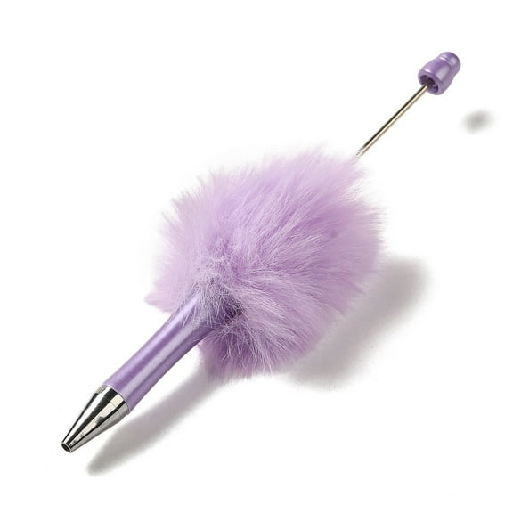 20pc Plastic Ball-Point Pen Plush Pompom Ball Beadable Pen for DIY Personalized Pen with Jewelry Bead Lilac 145x53mm Pin: 1.8mm