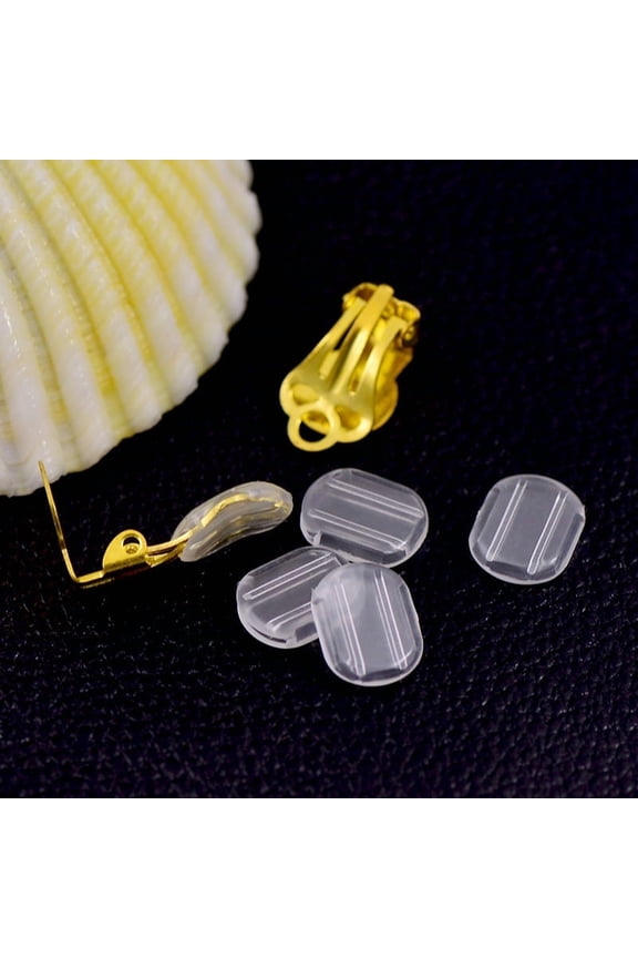 20pc Plastic Earring Pads Clip Earring Cushions For Non-pierced Earring Findings Clear