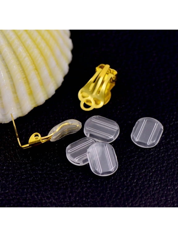 20pc Plastic Earring Pads Clip Earring Cushions For Non-pierced Earring Findings Clear