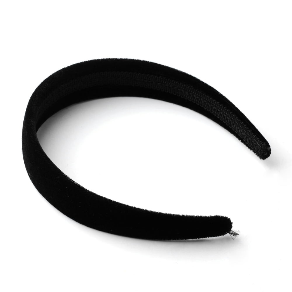 20pc Plastic Hair Bands with Velvet Cloth Covered Black 110mm