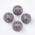 thumbnail image 1 of 20pc Plating Acrylic Beads Metal Enlaced Round Golden Plated Dark Blue 14mm Hole: 1mm DIY, 1 of 2