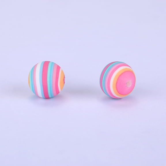 20pc Printed Round Silicone Focal Beads Colorful 15x15mm Hole: 2mm