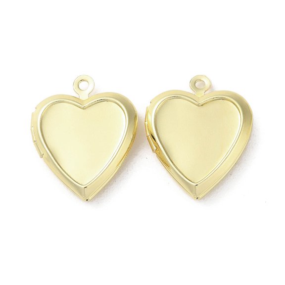 20pc Rack Plating Brass Locket Pendants Long-Lasting Plated Heart Real 18K Gold Plated 21x17x4mm Hole: 1.5mm