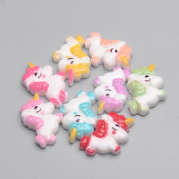 20pc Resin Cabochons Unicorn Mixed Color 19x24x5mm