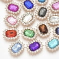 thumbnail image 1 of 20pc Resin Rhinestone Cabochons with Light Gold Plated Alloy Findings and Crystal Glass Rhinestone Faceted Oval Mixed Color 22.5x18.5x5mm, 1 of 2