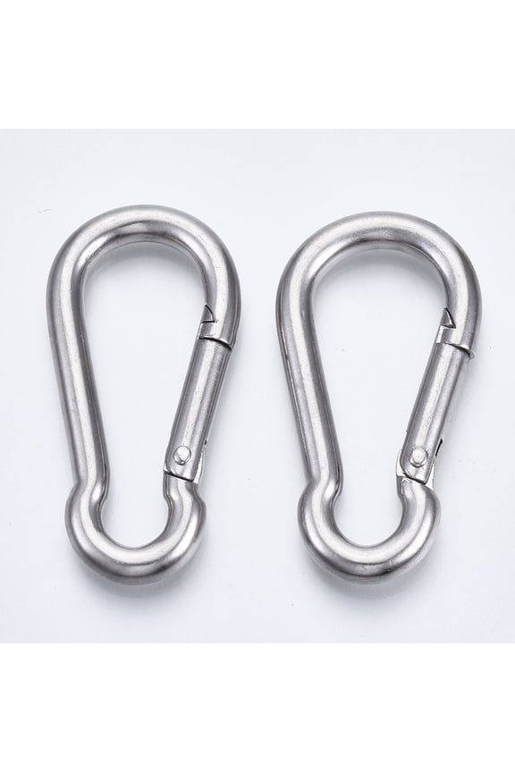 20pc Resistant 304 Stainless Steel Rock Climbing Carabiners Key Clasps Quick Links Stainless Steel Color 50x25x5mm