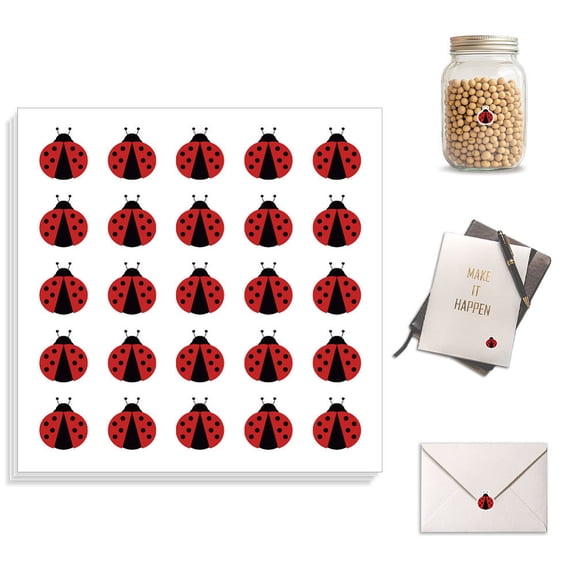 20pc Self-Adhesive Paper Decorative Stickers for Party Decorative Presents Sealing Ladybug 90x90mm 25 patterns/pc