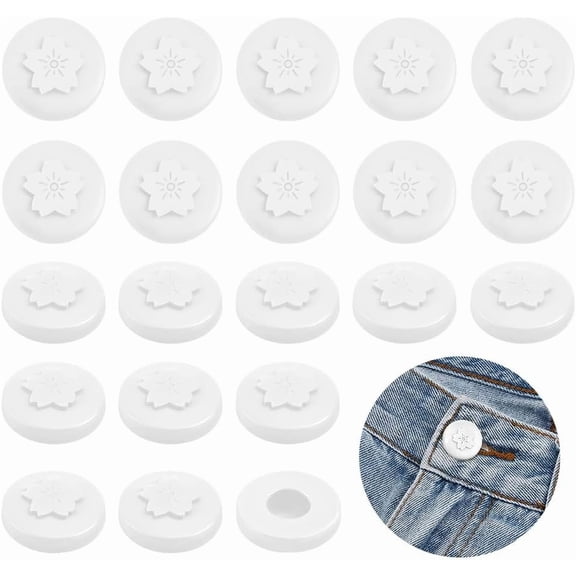 20pc Silicone Button Covers for Jeans Round with Sakura White 19x6mm Inner Diameter: 8mm