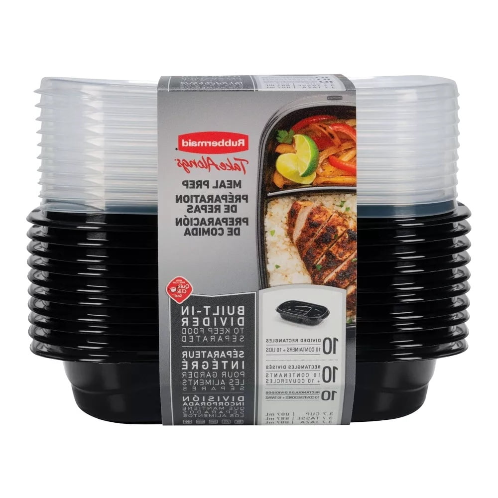 20pc TakeAlongs Meal Prep Divided Rectangle Containers Set: Microwave ...