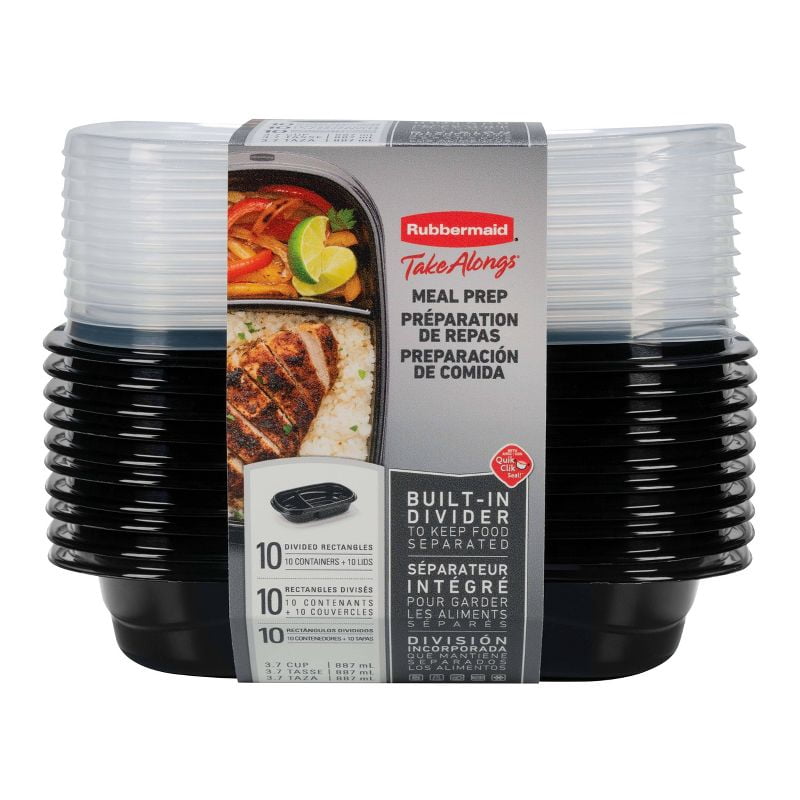 20pc TakeAlongs Meal Prep Divided Rectangle Containers Set: Microwave ...