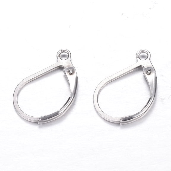20pc Resistant 304 Stainless Steel Leverback Earring Findings with Loop Stainless Steel Color 16x10.5x2mm Hole: 1.5mm Pin: 1mm
