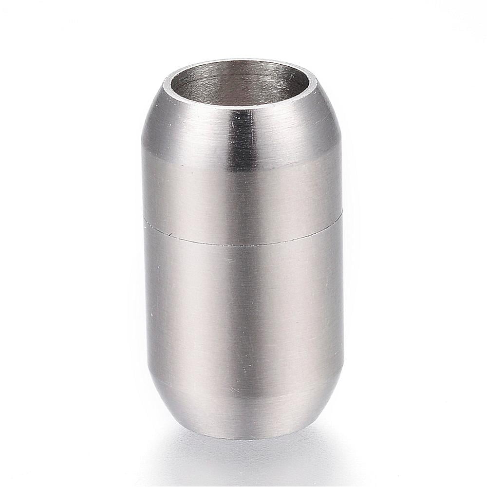20pc Tarnish Resistant 304 Stainless Steel Magnetic Clasps with Glue-in Ends Barrel Stainless Steel Color 21mm Hole: 8mm