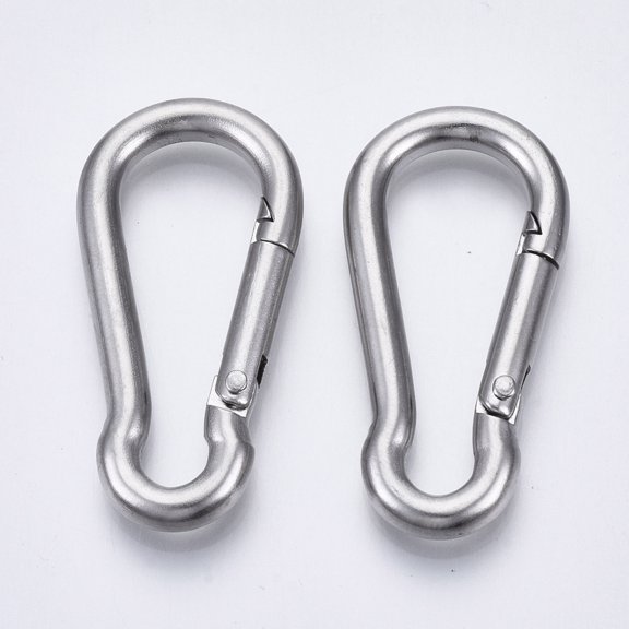 20pc Tarnish Resistant 304 Stainless Steel Rock Climbing Carabiners Key Clasps Quick Links Stainless Steel Color 41x20x4mm